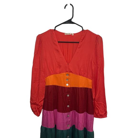 Marine Layer Maeve Colorblock Maxi Dress Multicolor TENCEL Pockets - Size XS - Picture 6 of 14